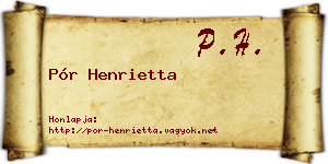 Pór Henrietta névjegykártya